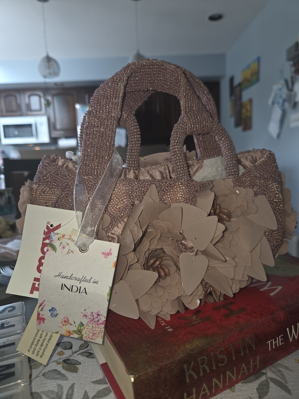 T.J.Maxx Blush Pink Beaded Floral Mini Bag